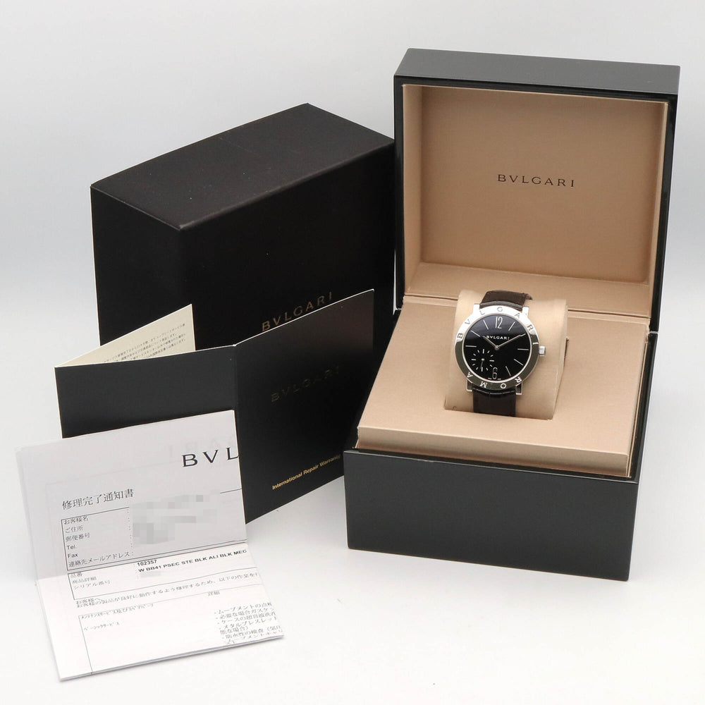 Bulgari BVLGARI Roma Finissimo Watch Stainless Steel Leather Men's Black BB41SXTRO — Very Good