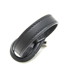 Hermes Leather,Metal Bangle Black,Silver — Like New