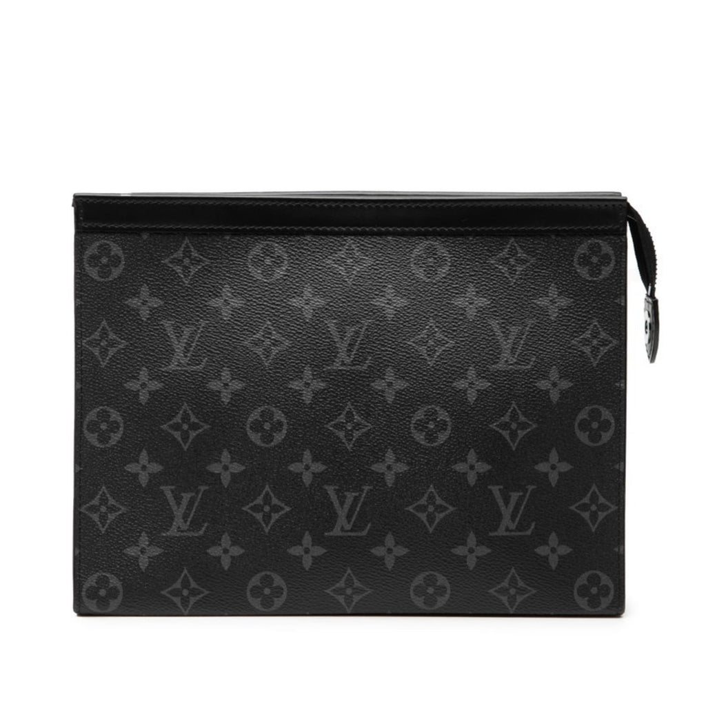 Louis Vuitton Monogram Eclipse Pochette Voyage MM Second Bag/Clutch Bag M61692 Black Leather Men's LOUIS VUITTON