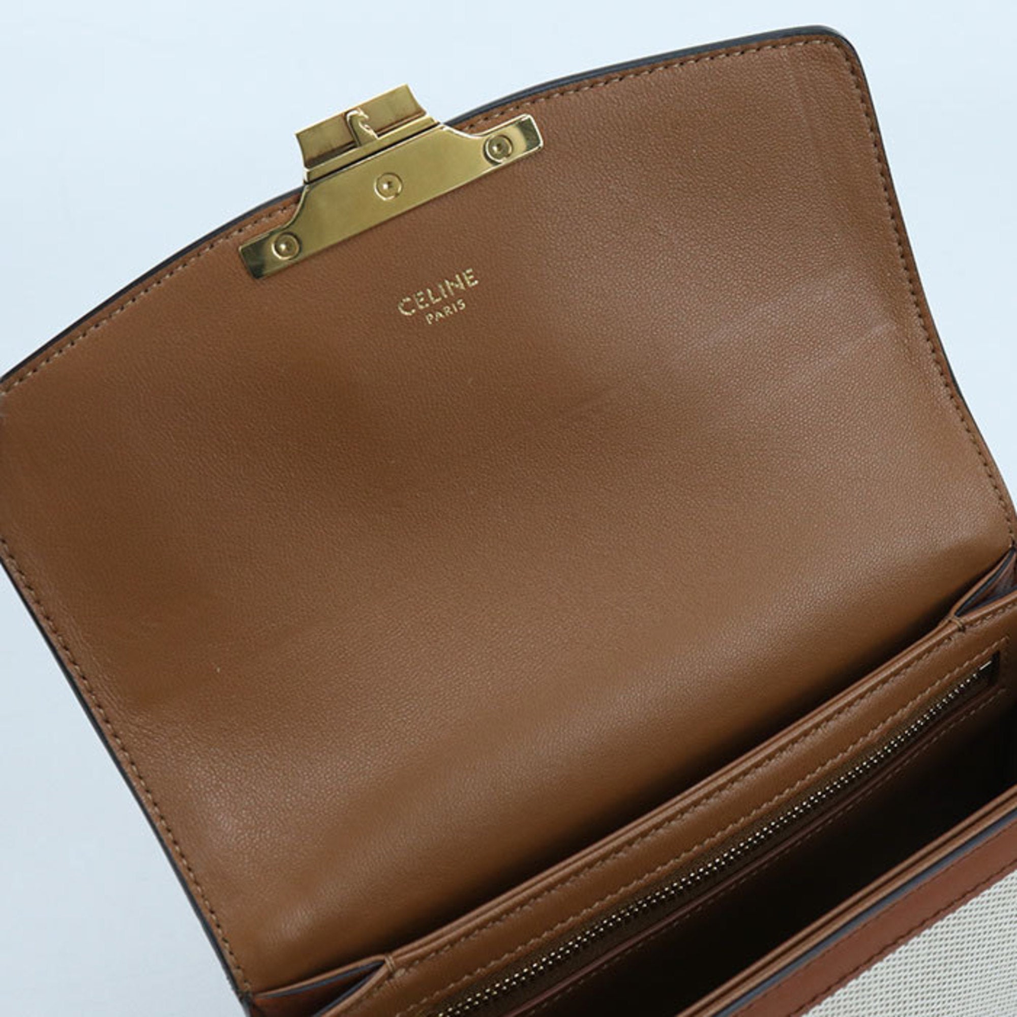 CELINE Classic Triomphe Crossbody Shoulder Bag, Women's, Beige — Like New