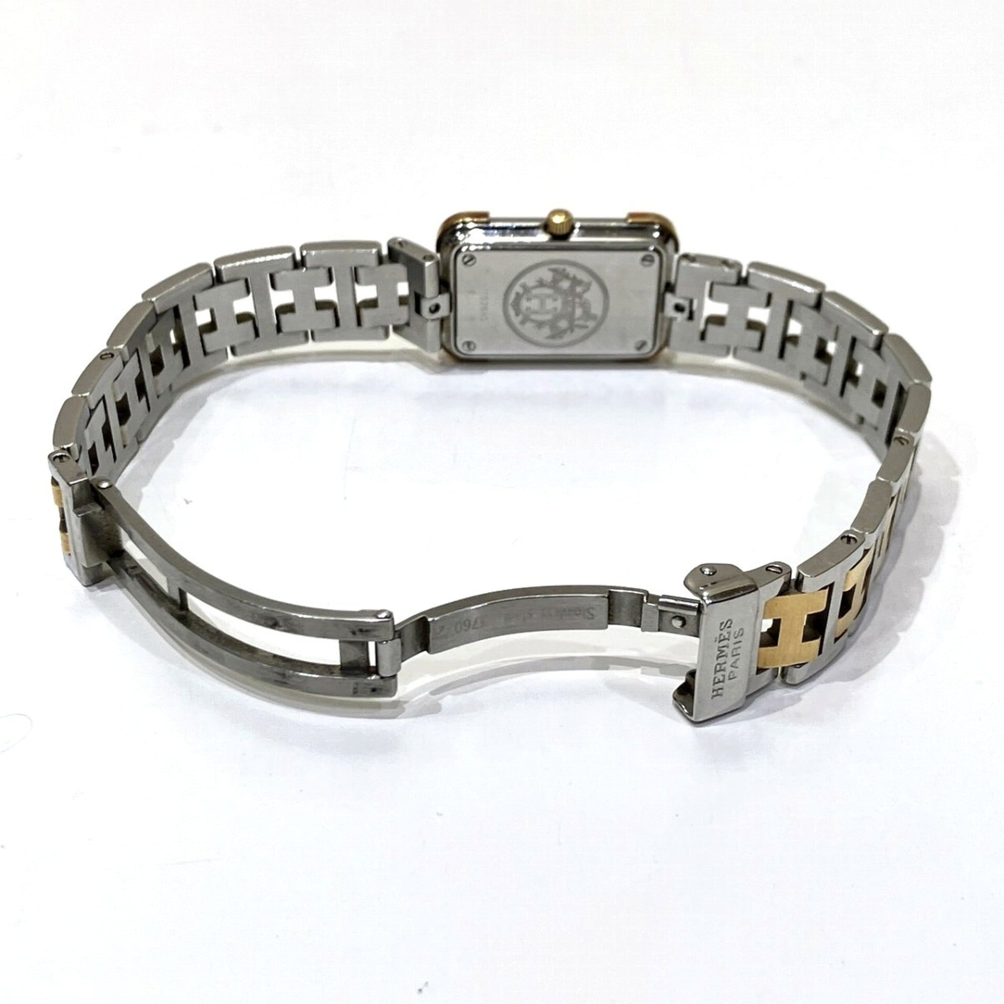 Hermes Croisière NB watch, total weight 43g, stainless steel, quartz movement, white dial, CR1.220 battery — Good
