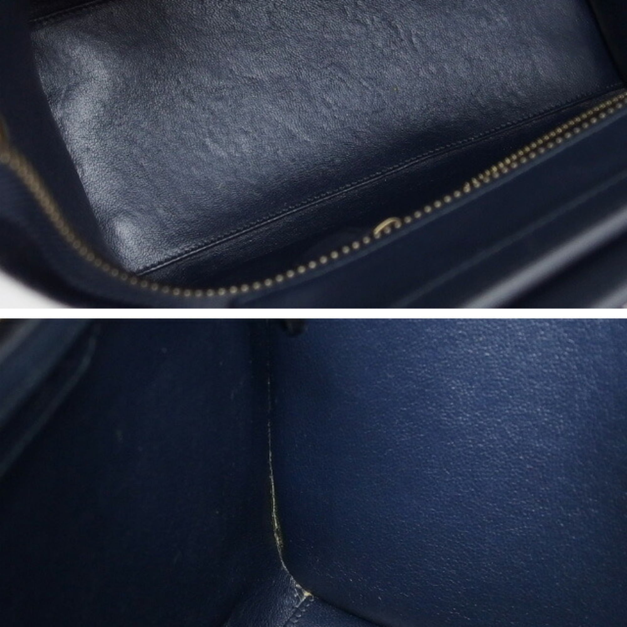 Celine Luggage Micro Shopper Striped Handbag Dark Navy