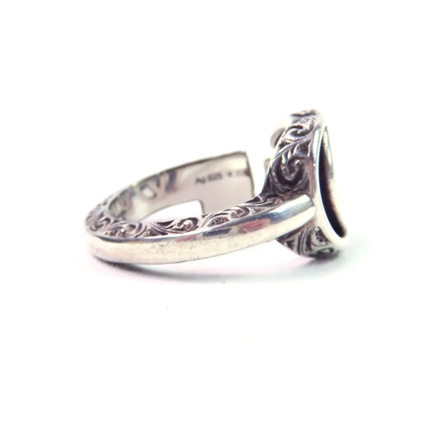 GUCCI 627760 Double G Key Motif Arabesque Ring, AG925 Silver, Size 10, Made in Italy, Weight 5.19g, Women's