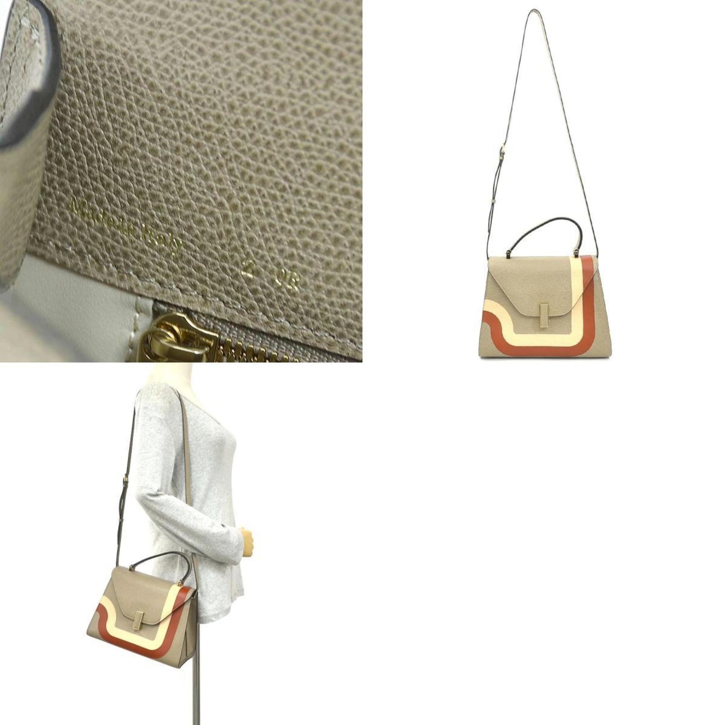 Valextra Iside Medium Leather Shoulder Bag in Greige, Women's, 90170a