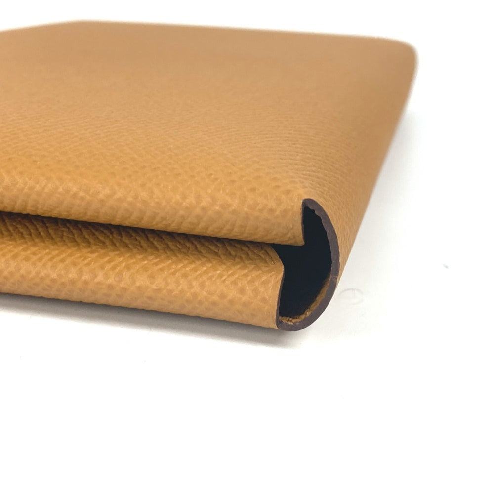 HERMES Calvi GM Flat Pouch with Pouch, Bifold Clutch Bag, Epsom Leather, Unisex, Brown and Pink, Like New — Like New
