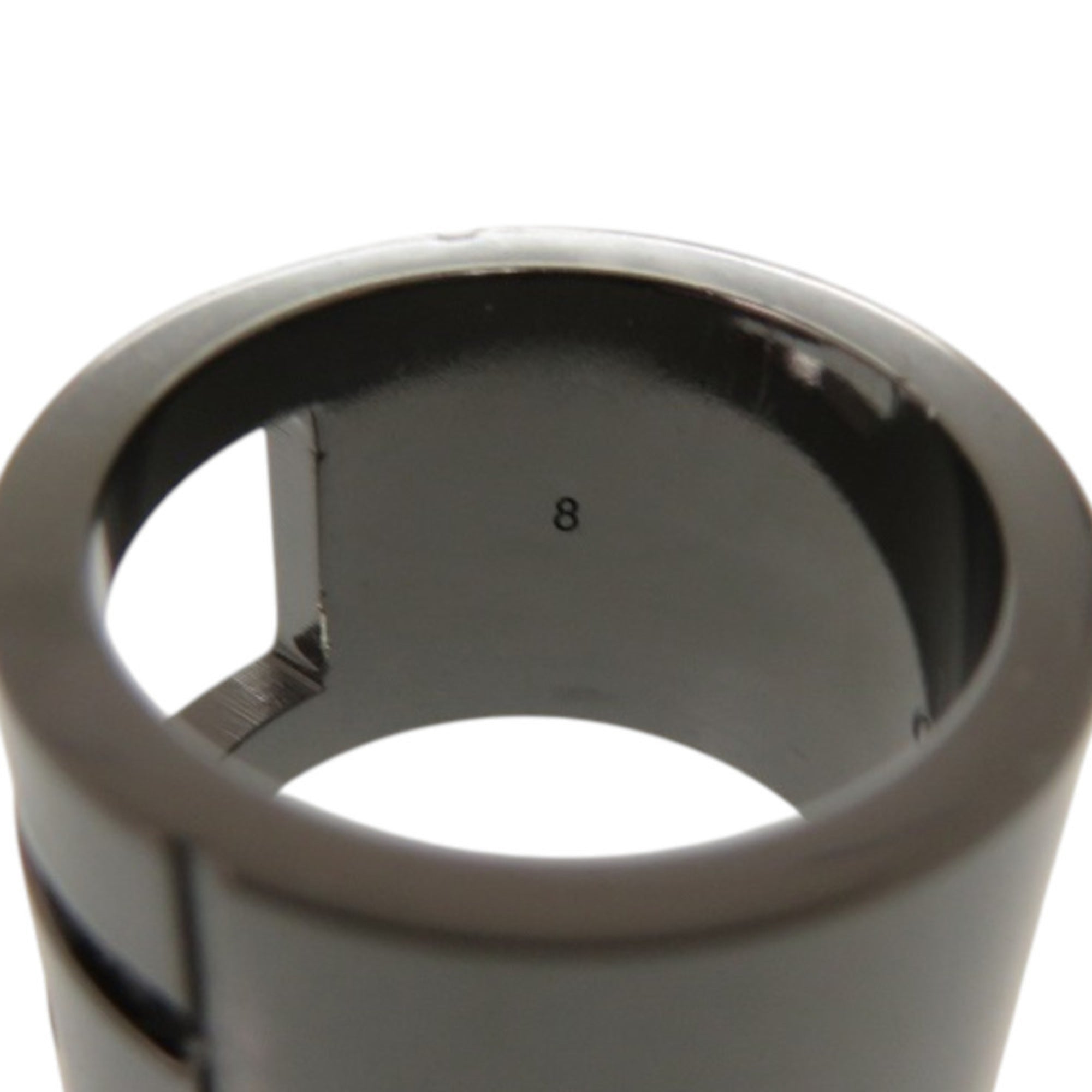 Like new Gucci Branded G Logo Cutout Silver 925 Gunmetal Ring 0740 — Like New