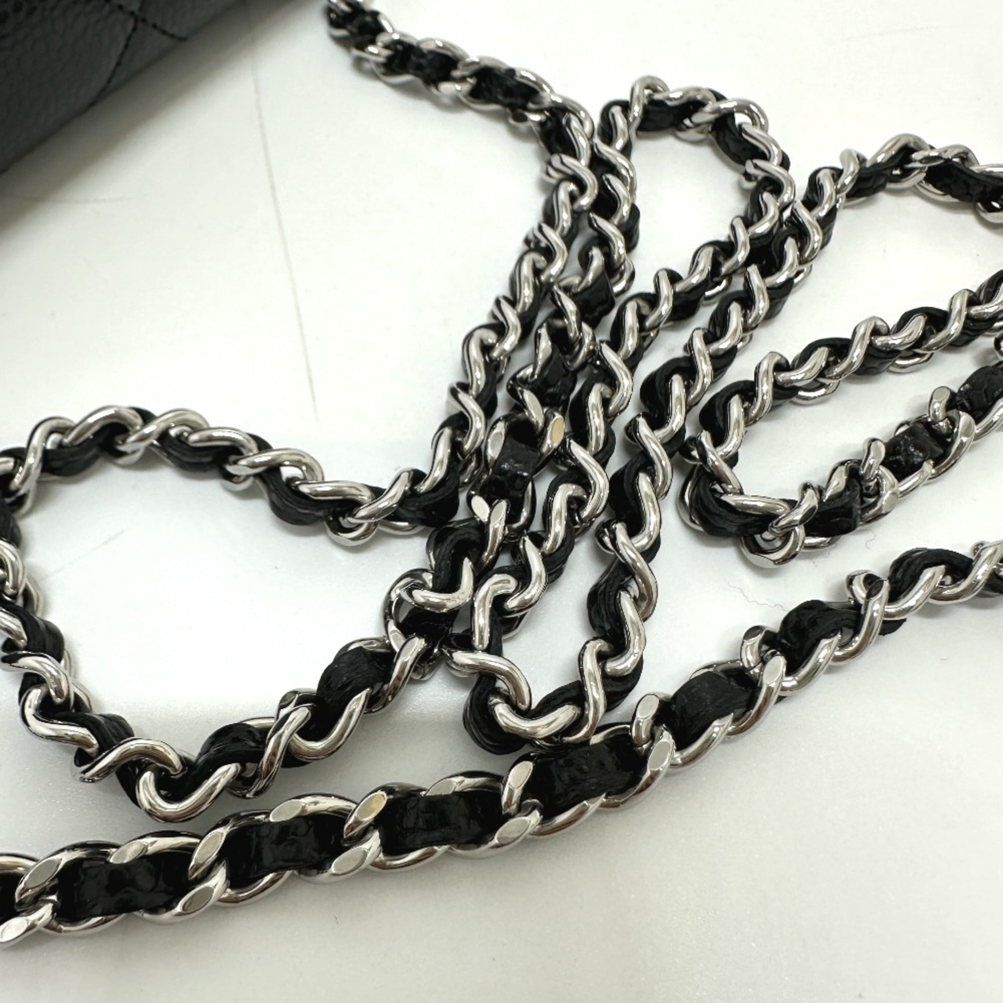 CHANEL AP0250 Matelasse Coco Mark Classic Chain Wallet Shoulder Bag Caviar Skin Women's Black — New - Store Return
