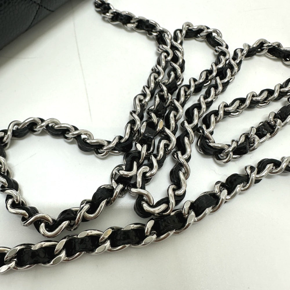 CHANEL AP0250 Matelasse Coco Mark Classic Chain Wallet Shoulder Bag Caviar Skin Women's Black — New - Store Return