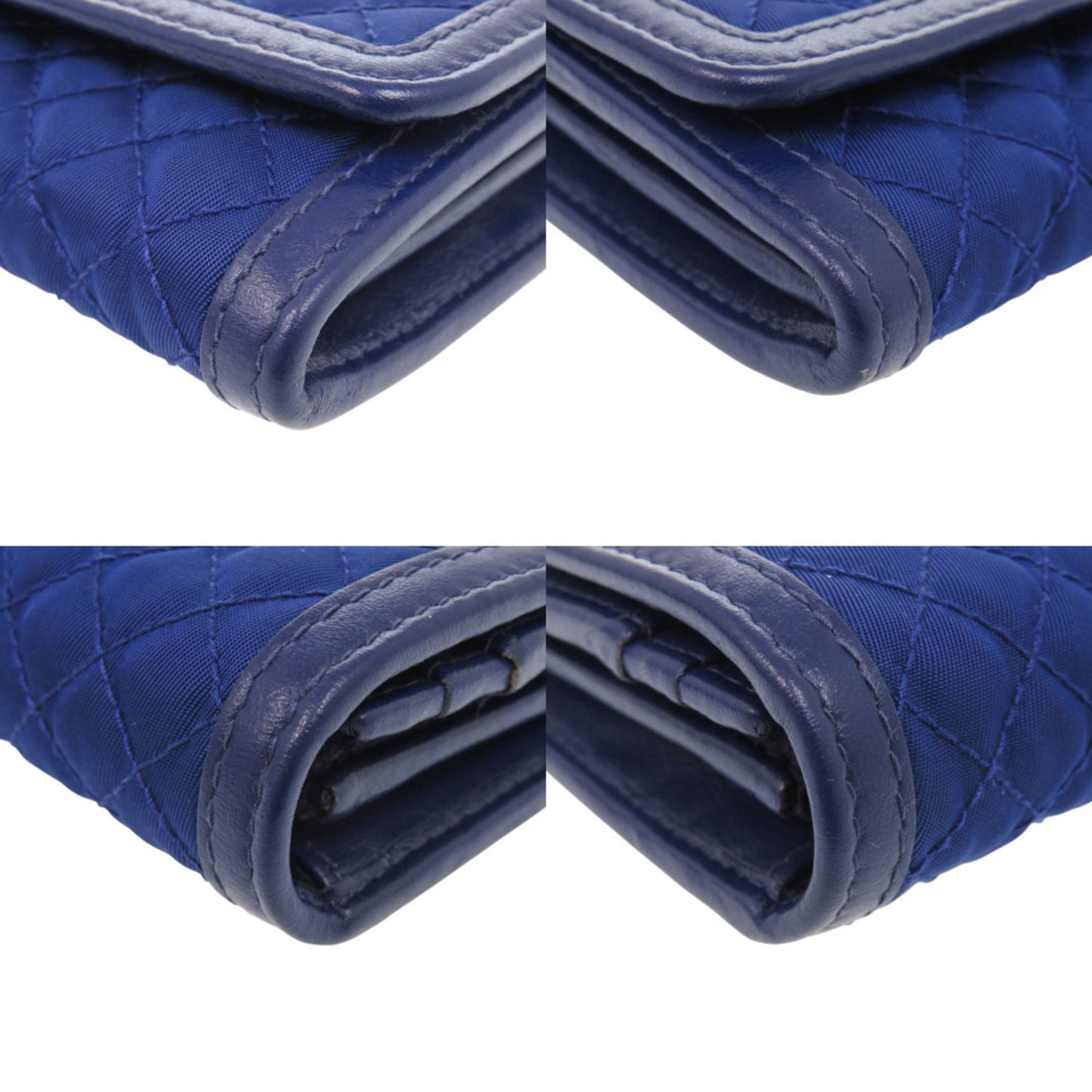 Like new Prada 1M1132 quilted nylon and leather blue long wallet, 0199 PRADA