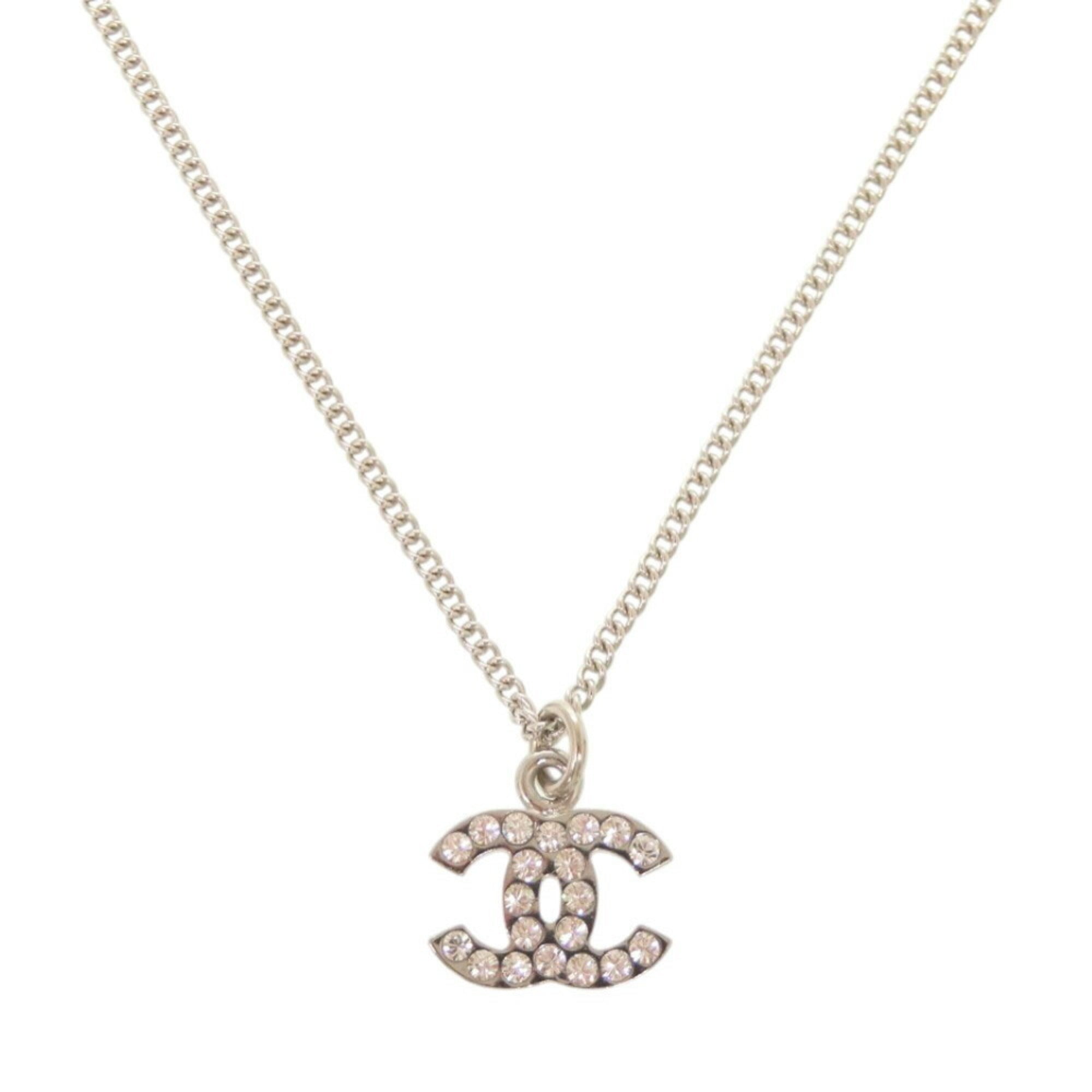 Like new Chanel Coco Mark A28942 Metal Rhinestone Silver Necklace 0460CHANEL — Like New