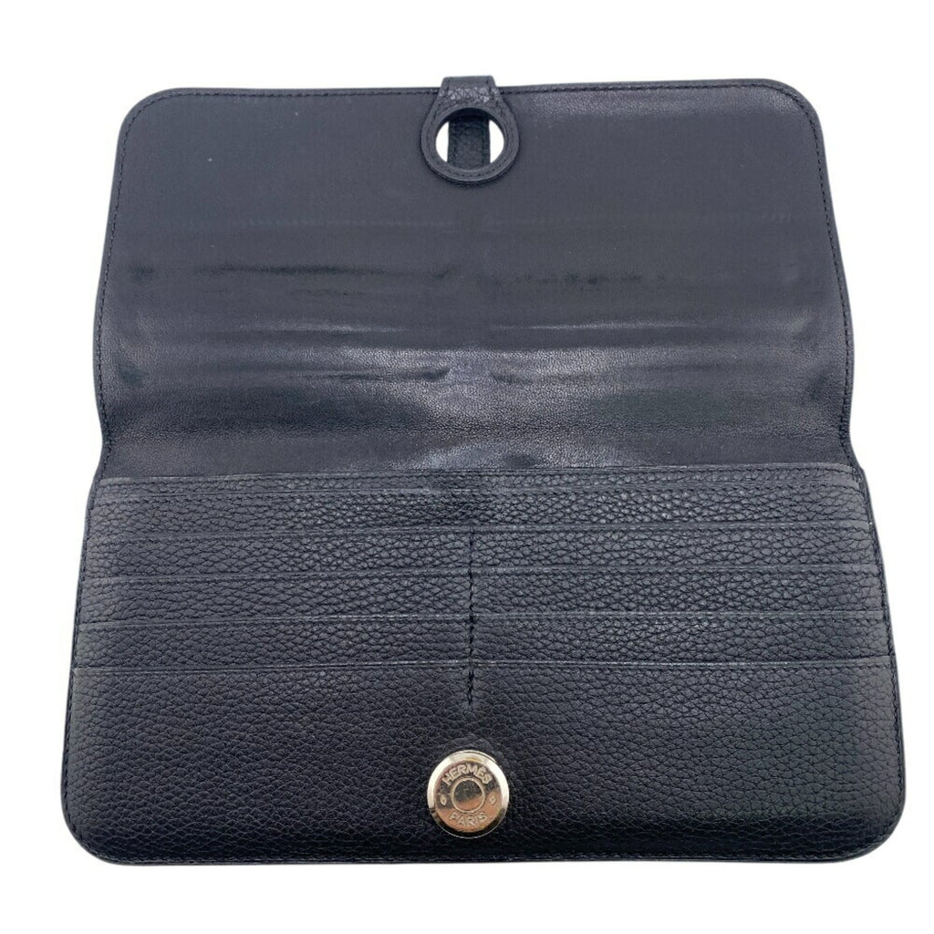 HERMES Dogon Long Wallet Black Men's
