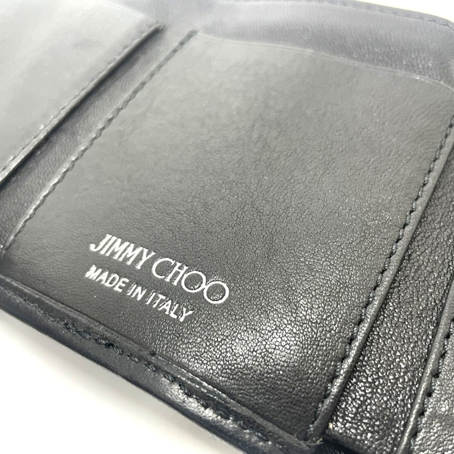 JIMMY CHOO Star Stud Wallet, Compact Mini Tri-fold Leather Women's, Black