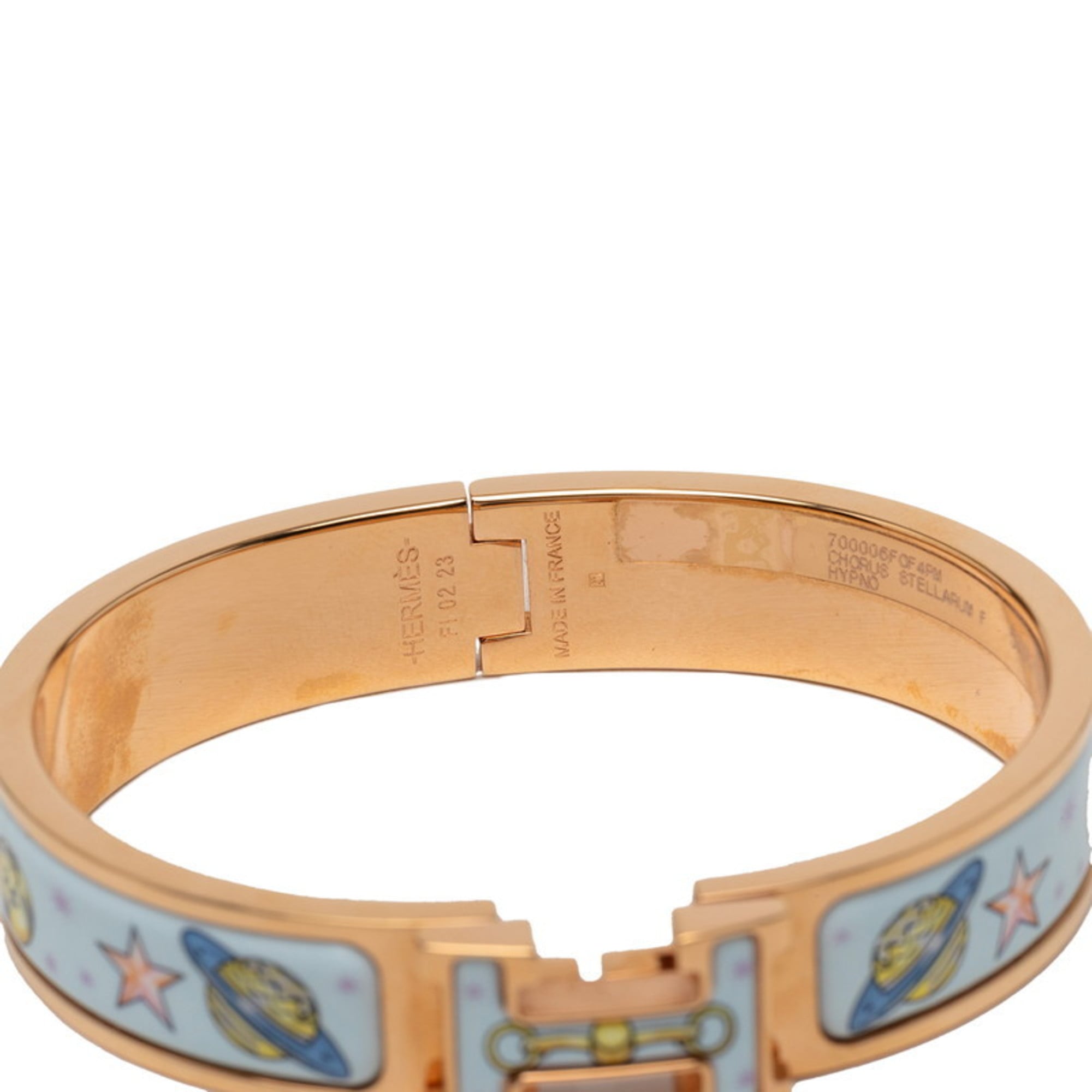 Hermes Hermès Click H PM Chorus Stellarum Bangle Bracelet in Gold, Blue, and Multicolor Plated for Women
