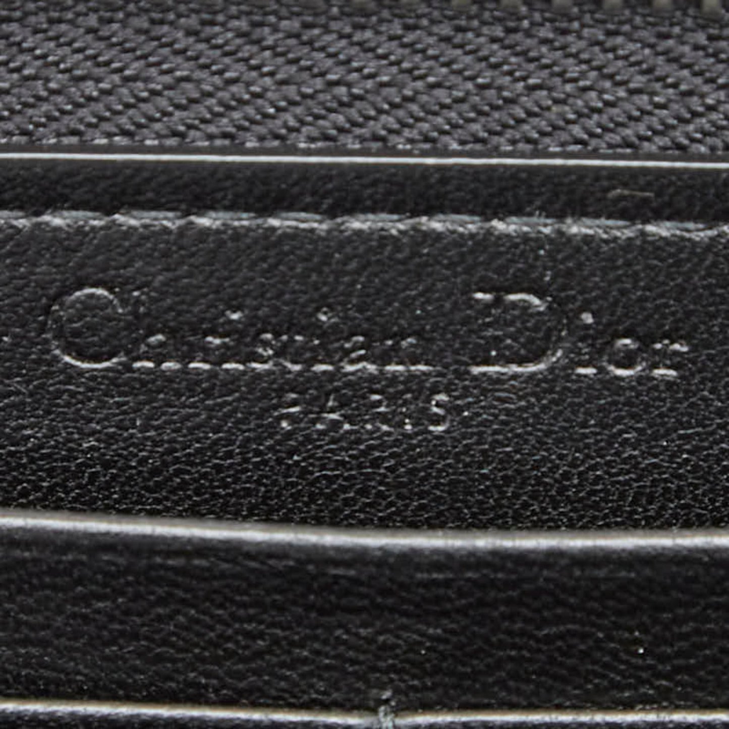 Christian Dior Dior Lady Cannage Round Zip Long Wallet Black Leather Women's