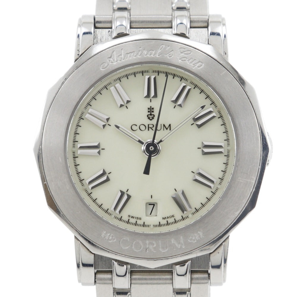 Corum Admiral's Cup Watch, 39.130.20.V585, Stainless Steel, Quartz Movement, Analog Display, Ivory Dial, Women's — Good
