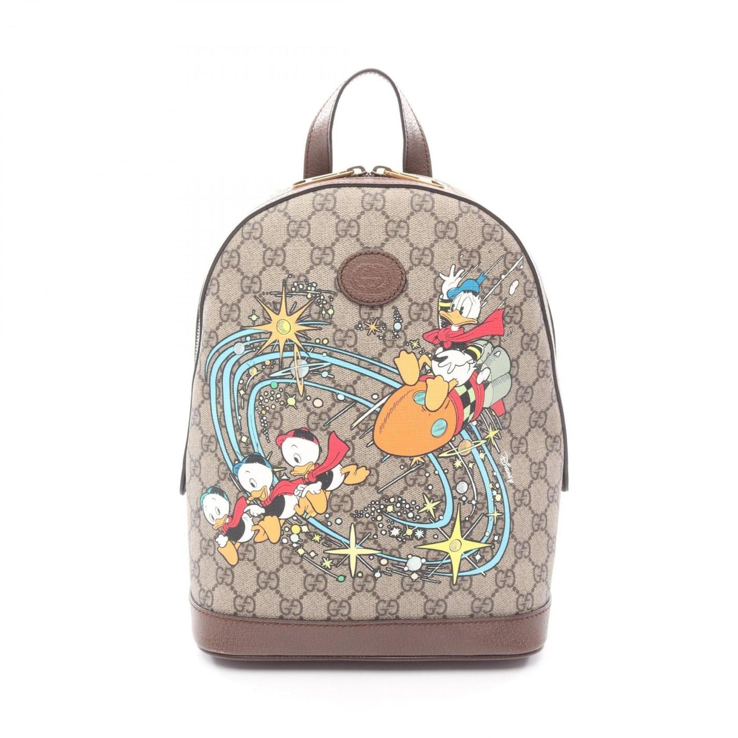 Gucci x Disney Donald Duck GG Supreme Rucksack, Coated Canvas and Leather, Women's, Beige, Brown, Multicolor, 552884