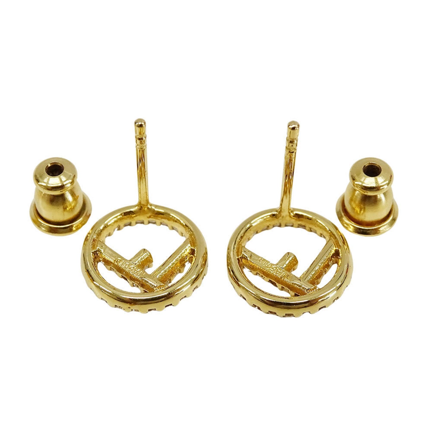 Fendi FENDI Women's Earrings, Brand F's, Rhinestone, Gold, Accessories, Binaural