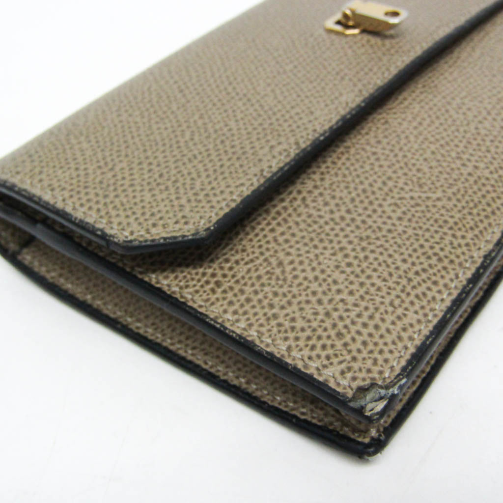 Valextra Detachable Card Case Men,Women Leather Long Wallet (bi-fold) Beige