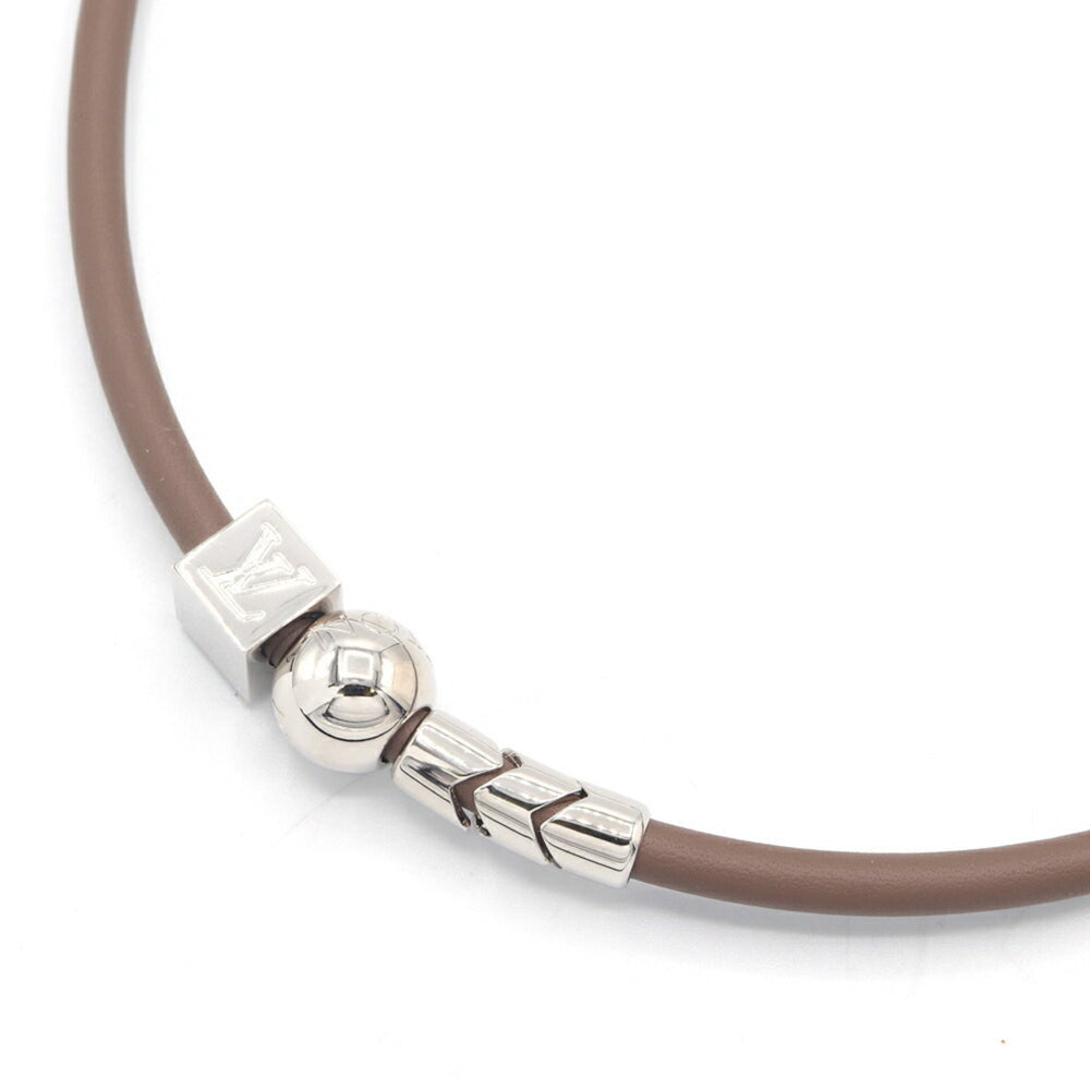 Louis Vuitton Choker LV Cordage MP1682 Greige Silver Leather and Metal Necklace for Women — Like New