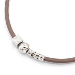 Louis Vuitton Choker LV Cordage MP1682 Greige Silver Leather and Metal Necklace for Women — Like New
