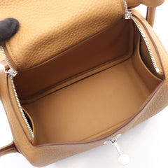 Hermes Lindy Mini Shoulder Bag/Handbag, Leather, Taurillon Clemence, Beige — New - Store Return