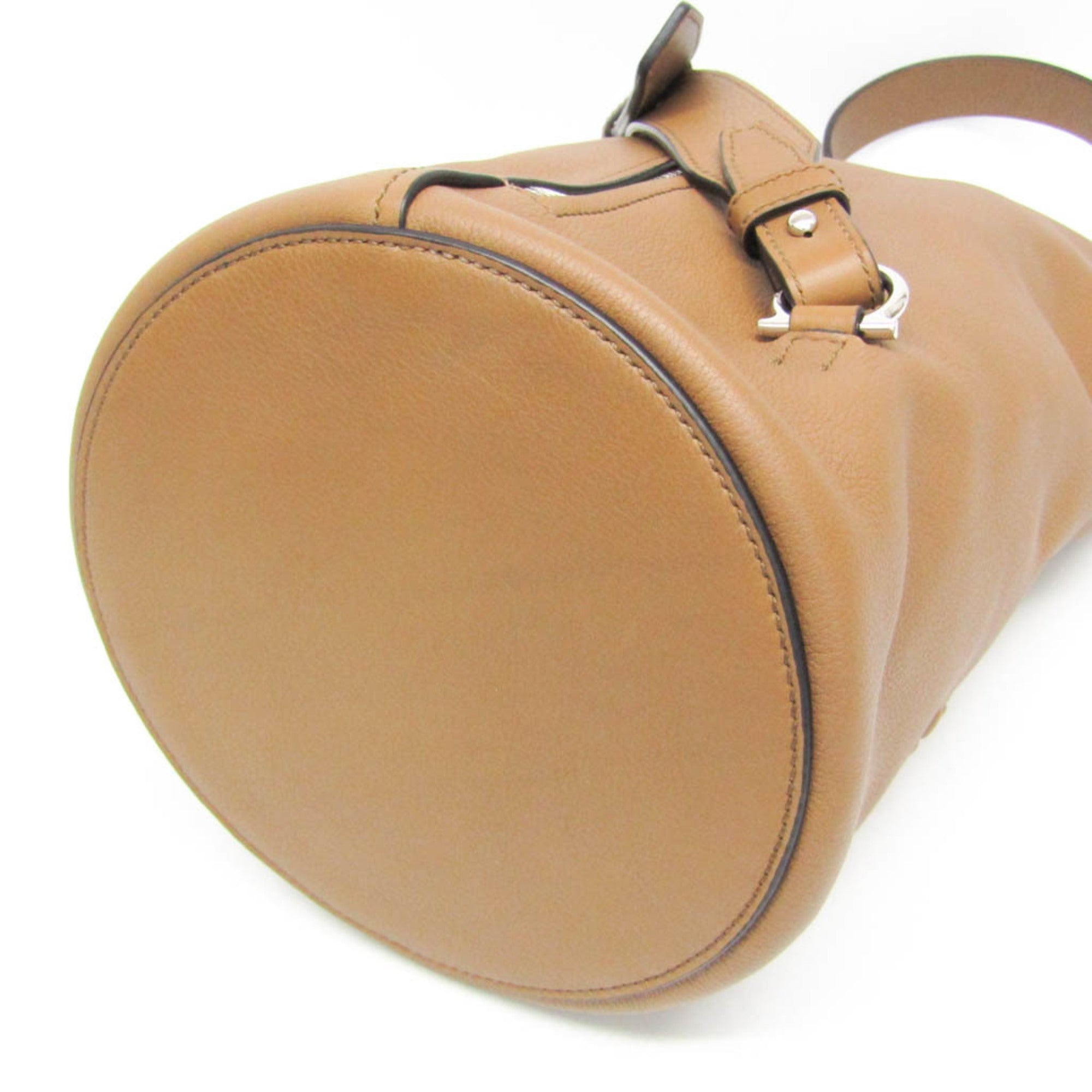Salvatore Ferragamo Gancini Sling Bag GG-241141 Women's Leather Shoulder Bag Brown — Like New