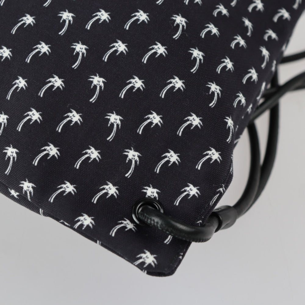 Yves Saint Laurent SAINT LAURENT PARIS Saint-Laurent Paris Backpack Daypack 553919 HPQ4E 1070 Canvas Lambskin Black Drawstring Palm Tree Pattern — Like New
