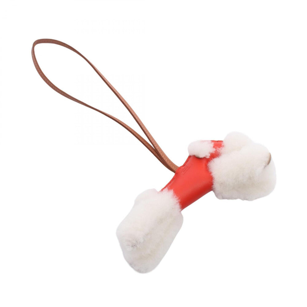 Hermes Buddy Charm Capucines Gold Accessory Sheepskin Agneau Milo Women's Red Brown White — New - Store Return
