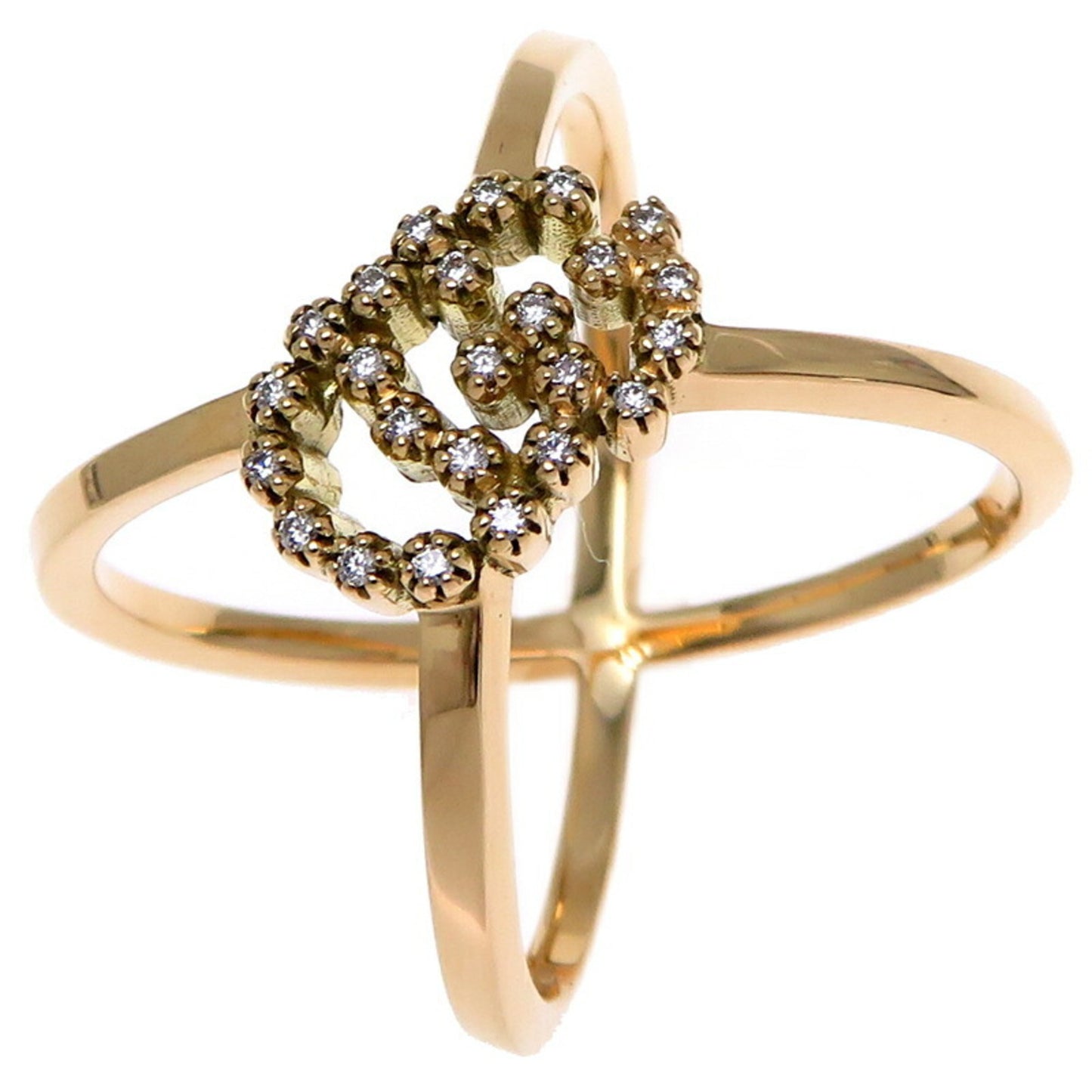 Gucci GG Running Diamond Women's Ring, 750 Yellow Gold, Size 9