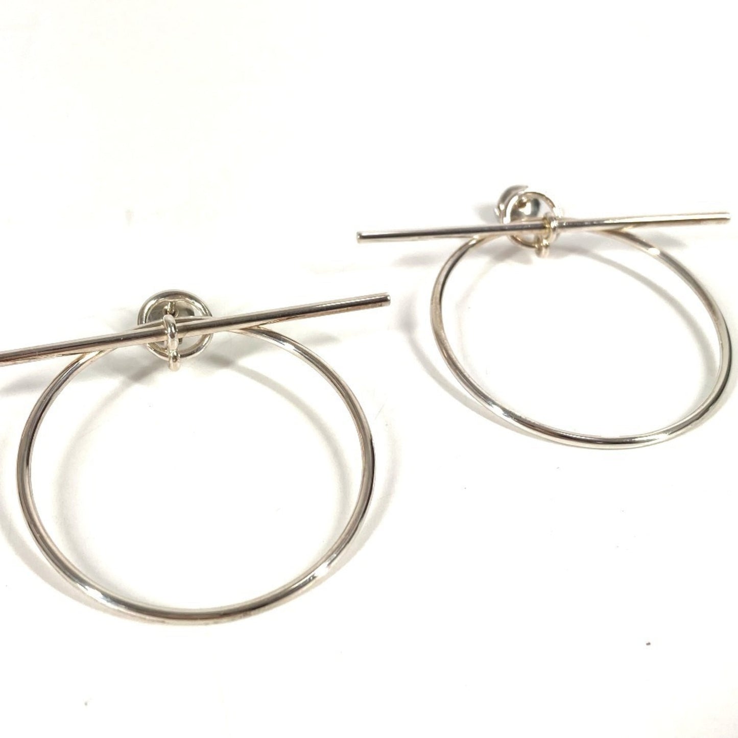 HERMES Loop MM Hoop Earrings with Logo, AG925 Silver, for Men and Women