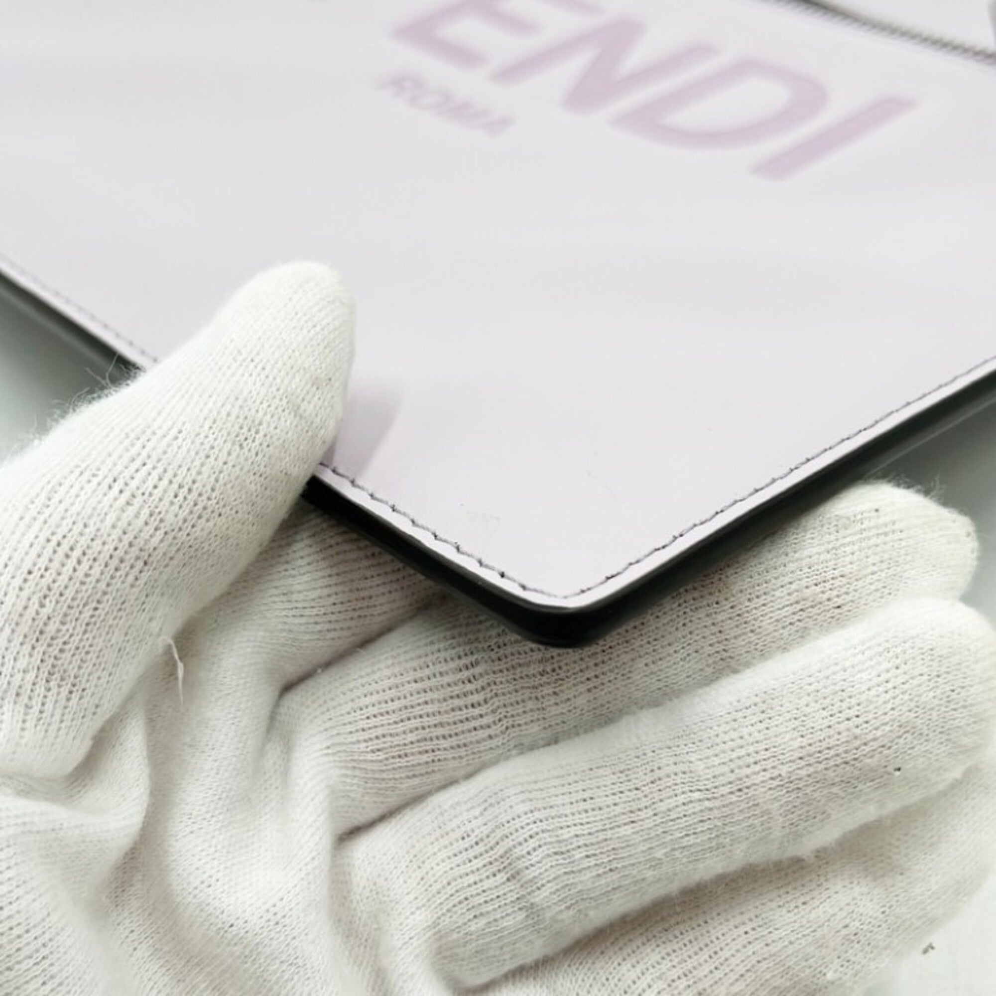 FENDI Zucca Clutch Bag 7AR985 Gray Purple Leather Men's Women's — Like New