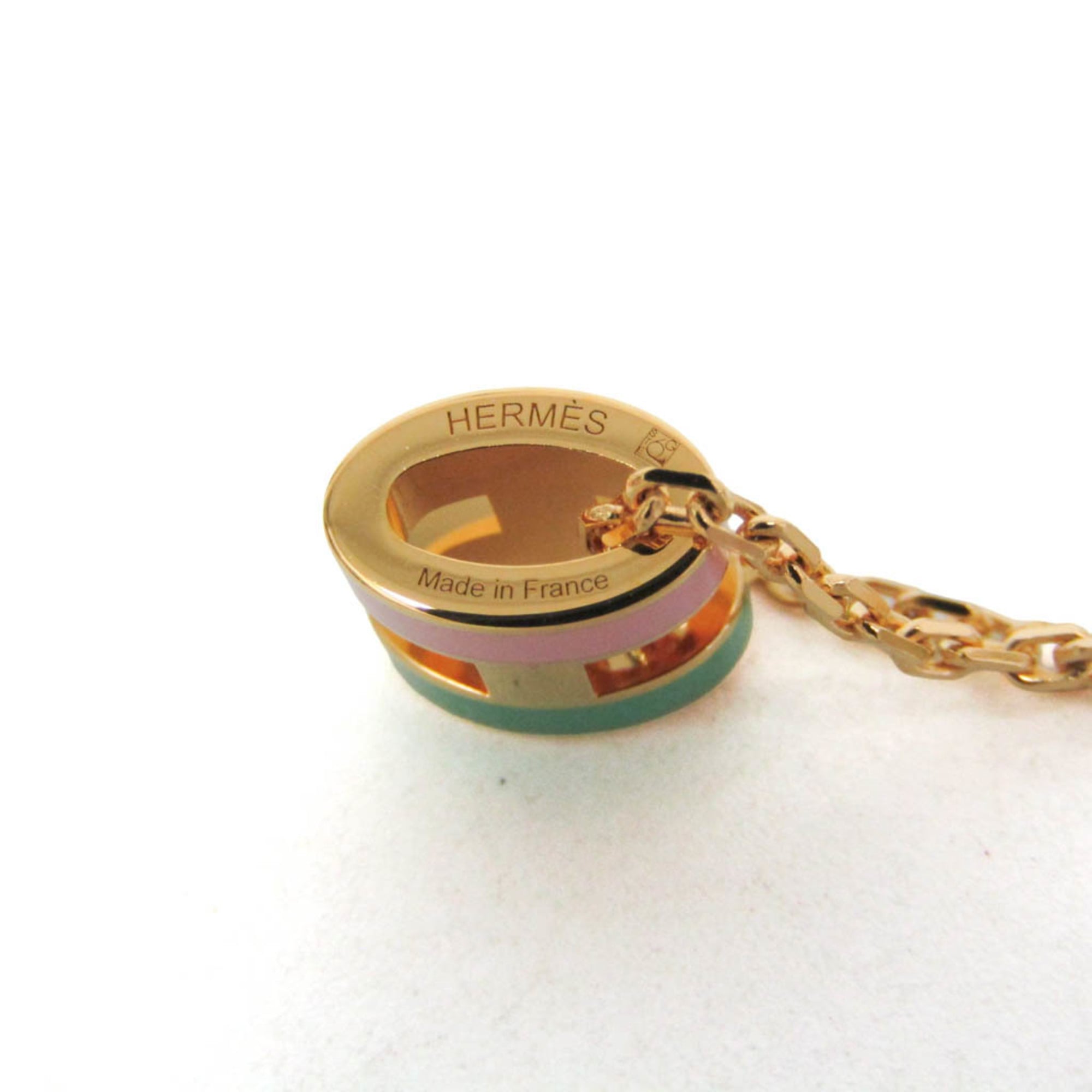 Hermes Pop H Mini Metal Men,Women Fashion Pendant Necklace (Green,Pink) — Like New