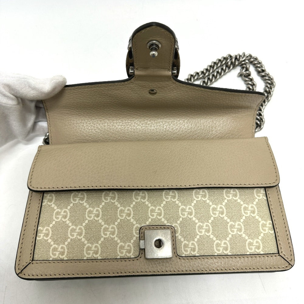GUCCI 499623 GG Dionysus Chain Shoulder Bag Supreme Canvas Women's Beige — Like New