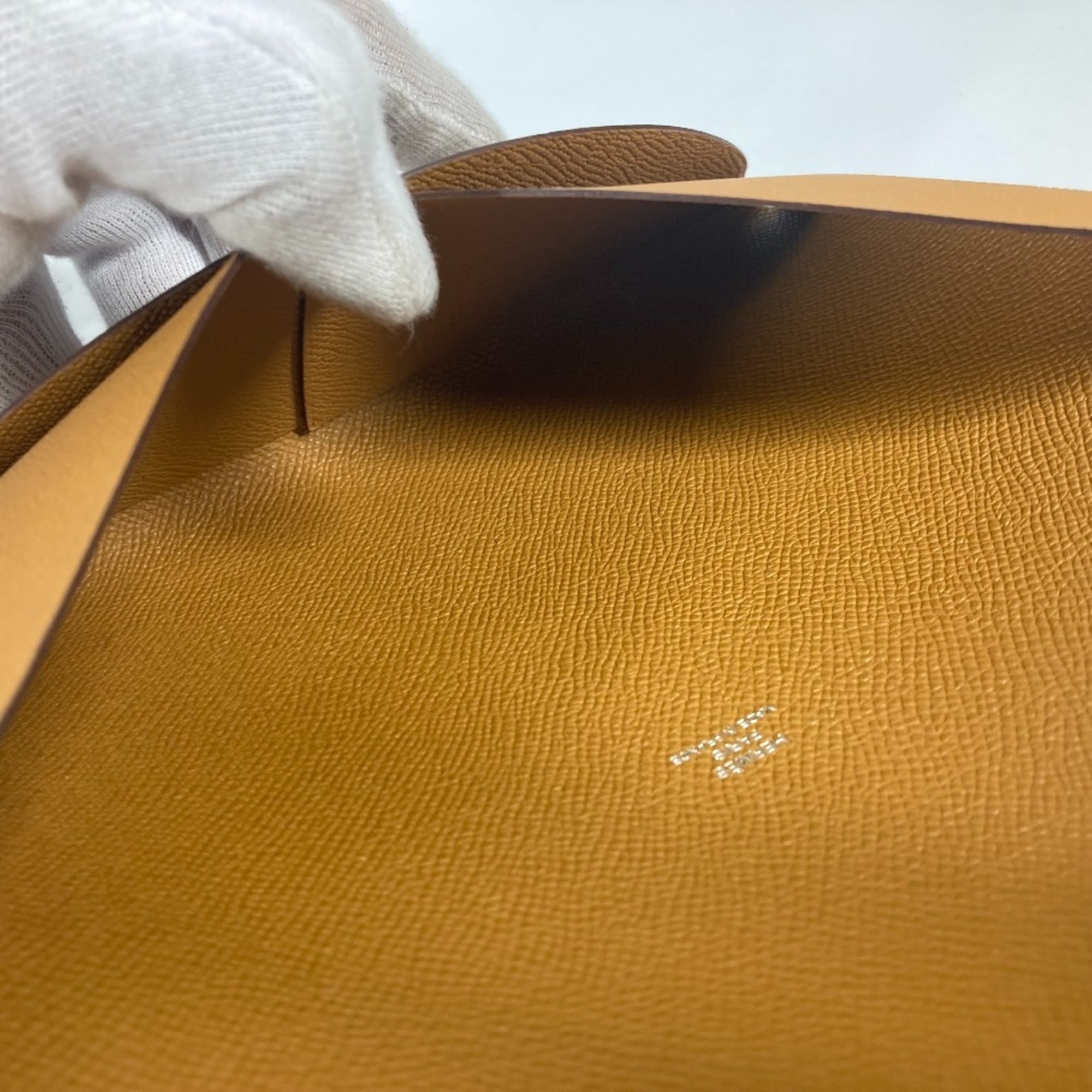 HERMES Calvi GM Flat Pouch with Pouch, Bifold Clutch Bag, Epsom Leather, Unisex, Brown and Pink, Like New — Like New