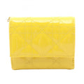 Christian Dior Dior Lady Lotus Wallet, Tri-fold Patent Leather, Women's, Yellow, S0181OVRB