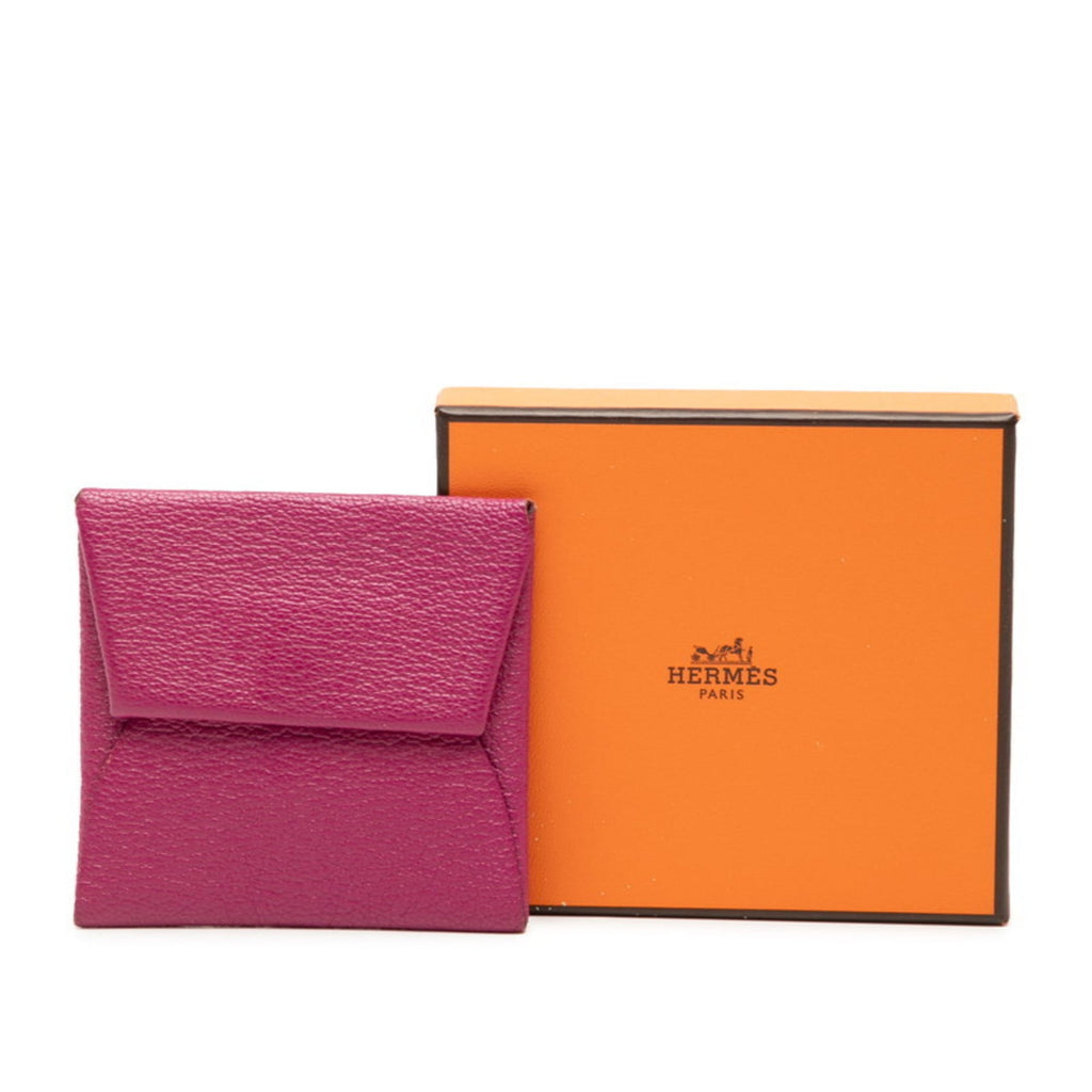 Hermès Bastia Wallet/Coin Purse Rose Purple Chevre Women's HERMES