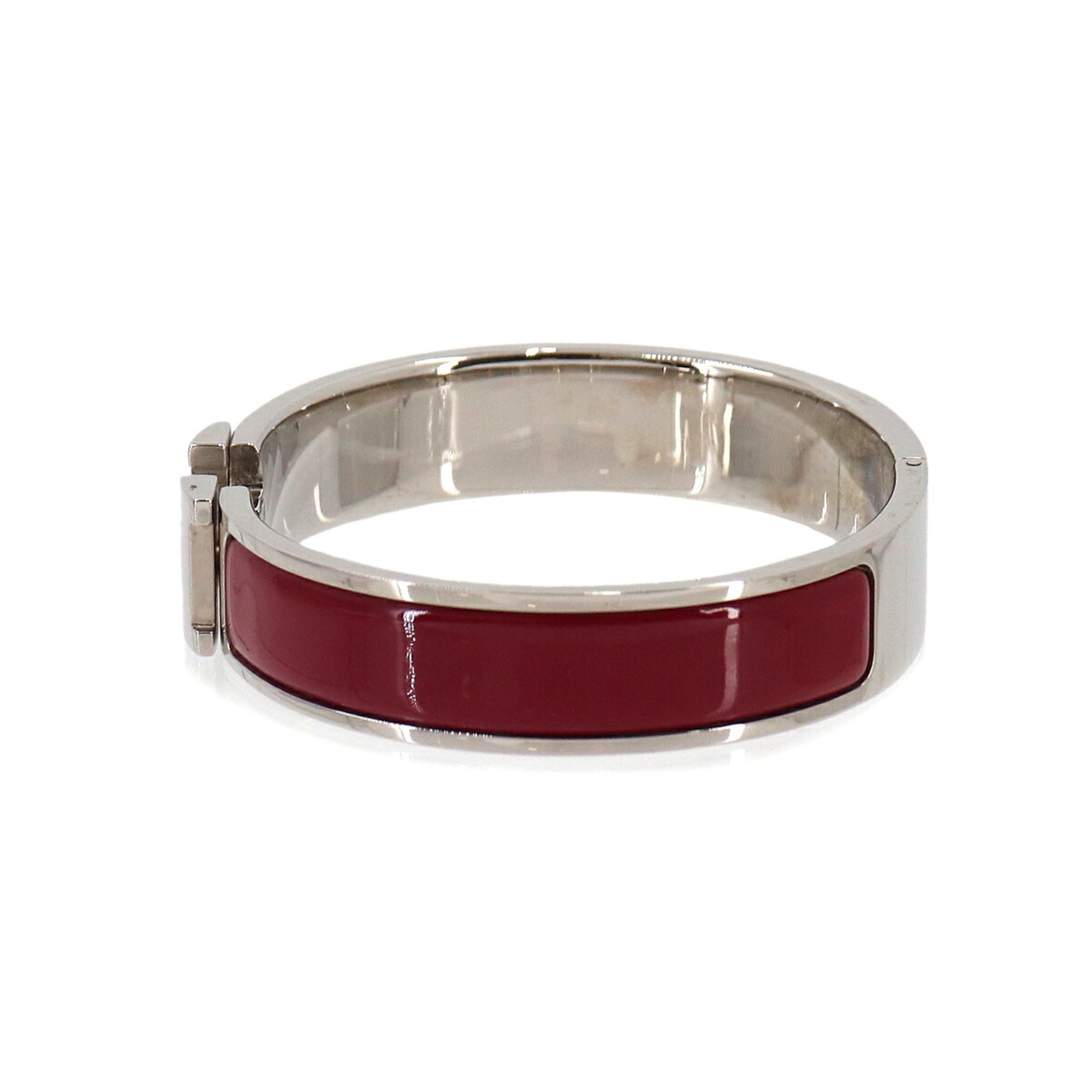 Hermes Clic H PM Bangle, Red and Silver — Like New
