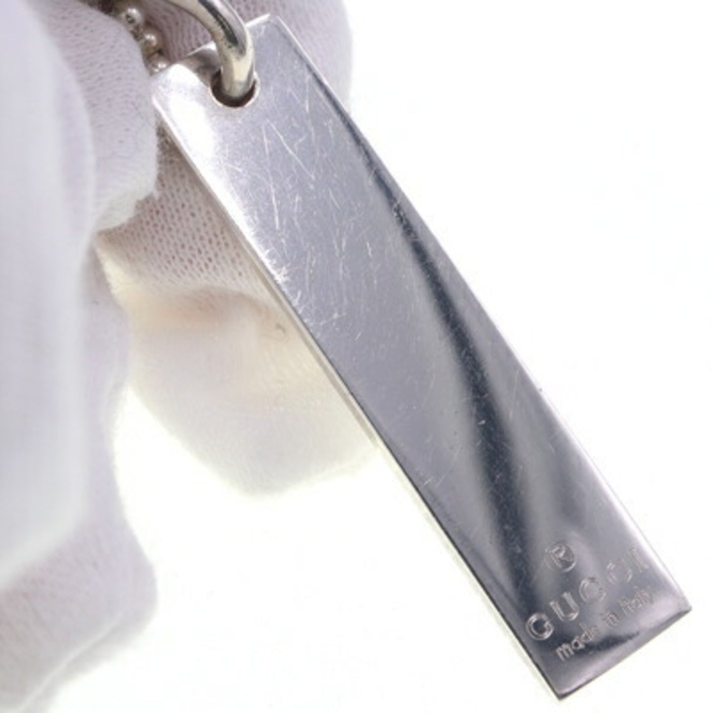 Gucci Square Plate Necklace 010595 SV Sterling Silver 925 Double-Strand Ball Chain Pendant Choker for Men and Women GUCCI