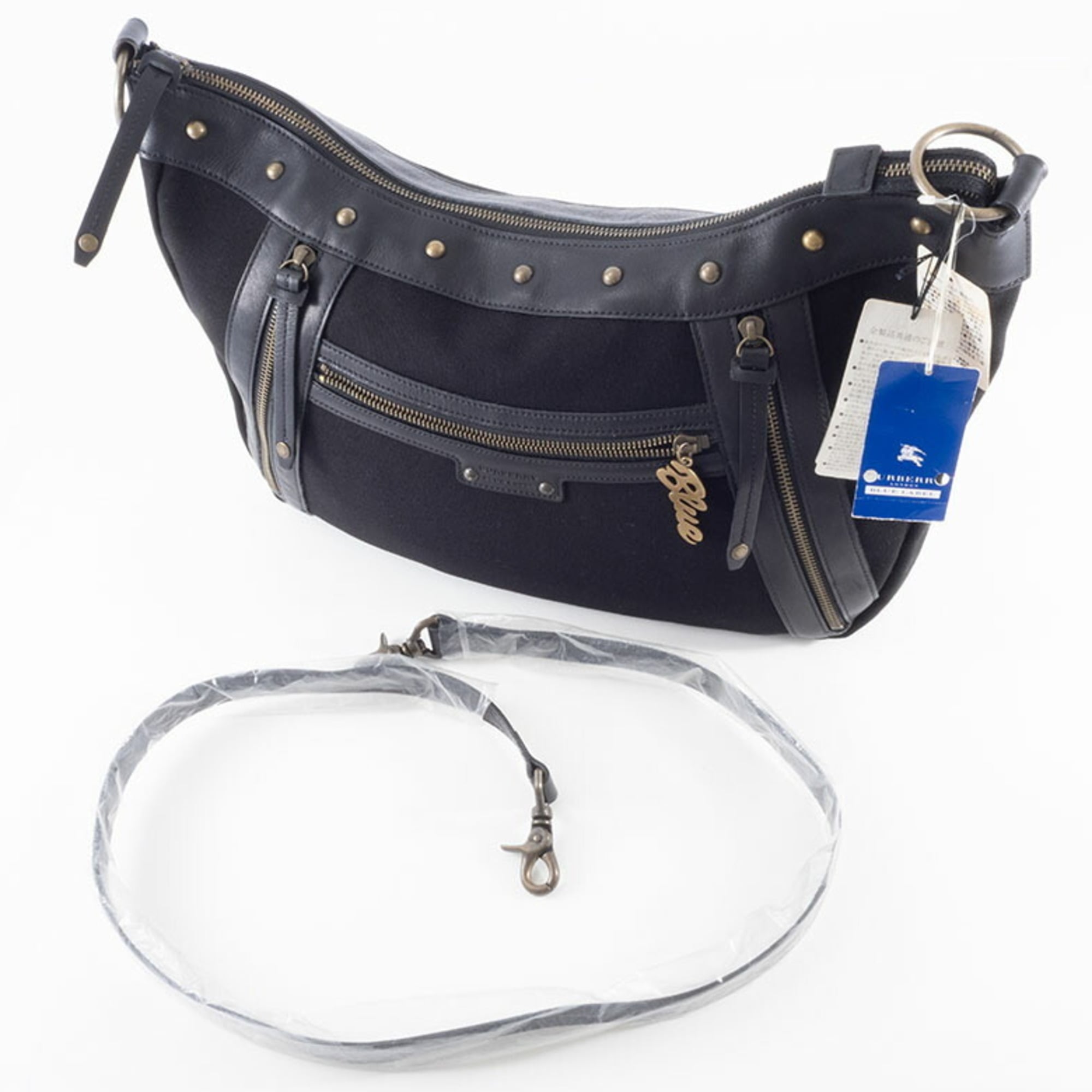 Burberry Canvas Shoulder Bag Leather Black Women's Blue Label Crossbody BURBERRY — Like New