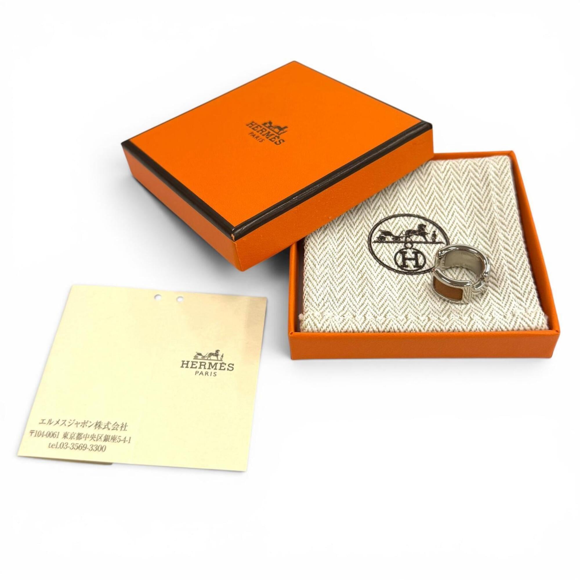 HERMES Olympe PM Ear Cuff, Gold, Veau Epsom Leather, Silver Hardware, Made in France, Women's, Comes with Box and Dust Bag — Like New
