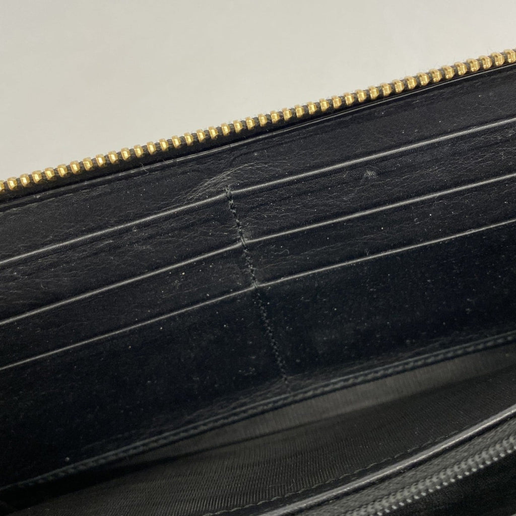 Gucci Bamboo Long Wallet 453158 Leather Black Women's