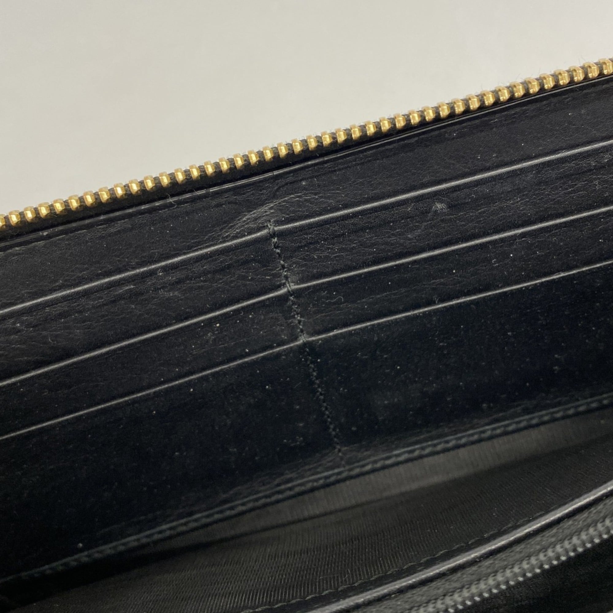 Gucci Bamboo Long Wallet 453158 Leather Black Women's