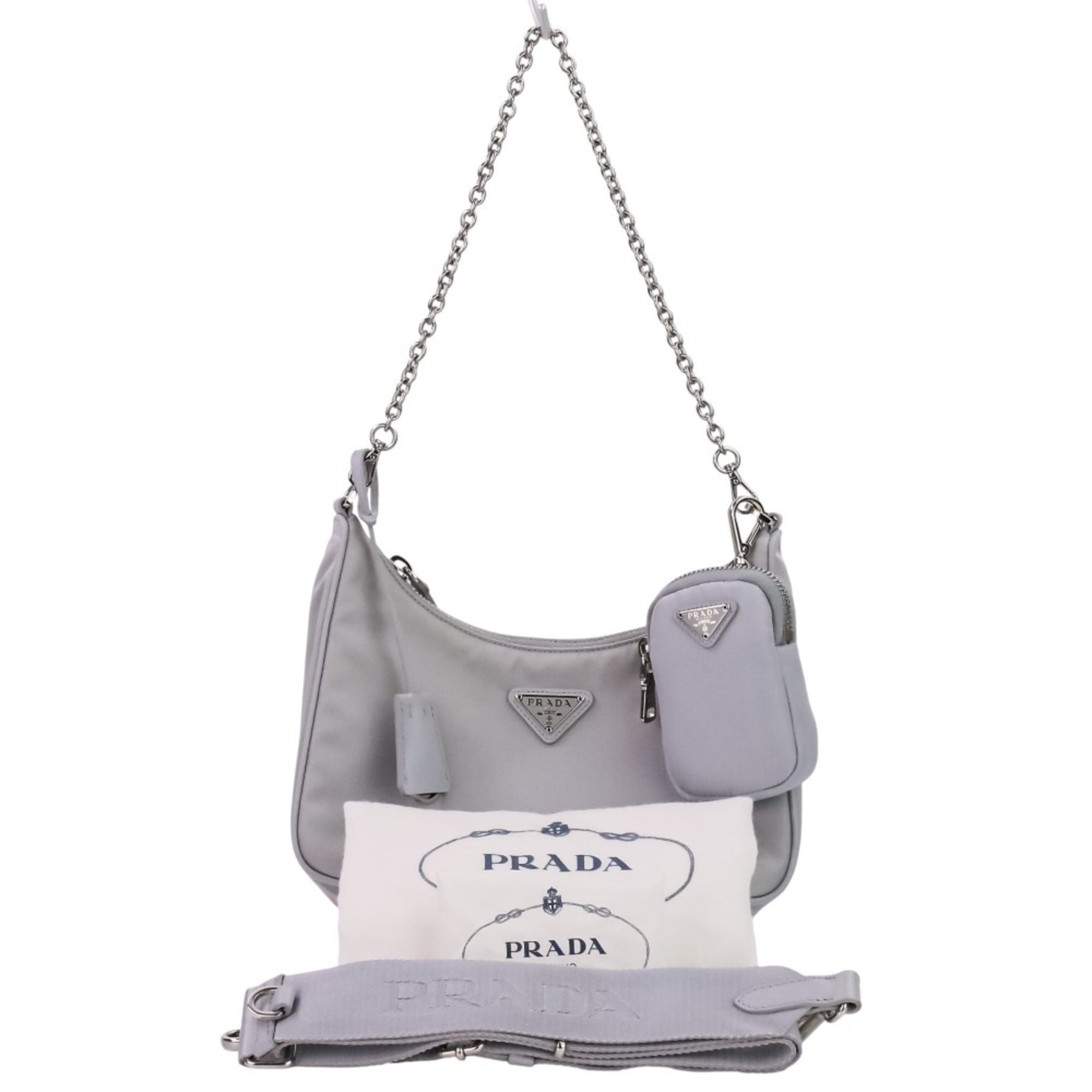 PRADA RE-NYLON Re-Edition 2005 Shoulder Bag 1BH204 Light Blue Women's — Like New