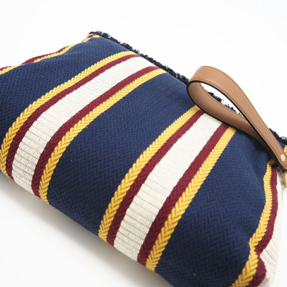 GUCCI Embroidered Canvas Large Pouch 822870 Clutch Bag Navy Multicolor Women's — Like New