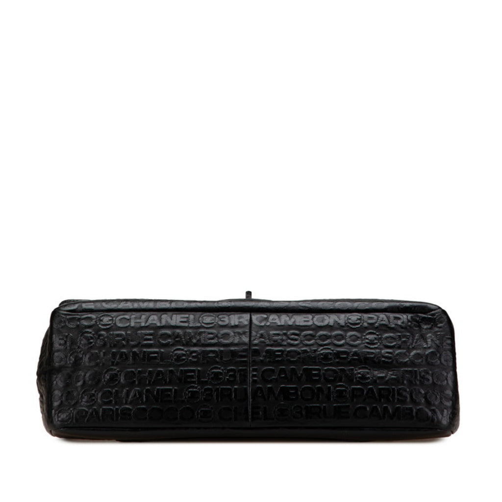 CHANEL 2.55 Unlimited Double Flap Chain Shoulder Bag Handbag Black Leather Women's