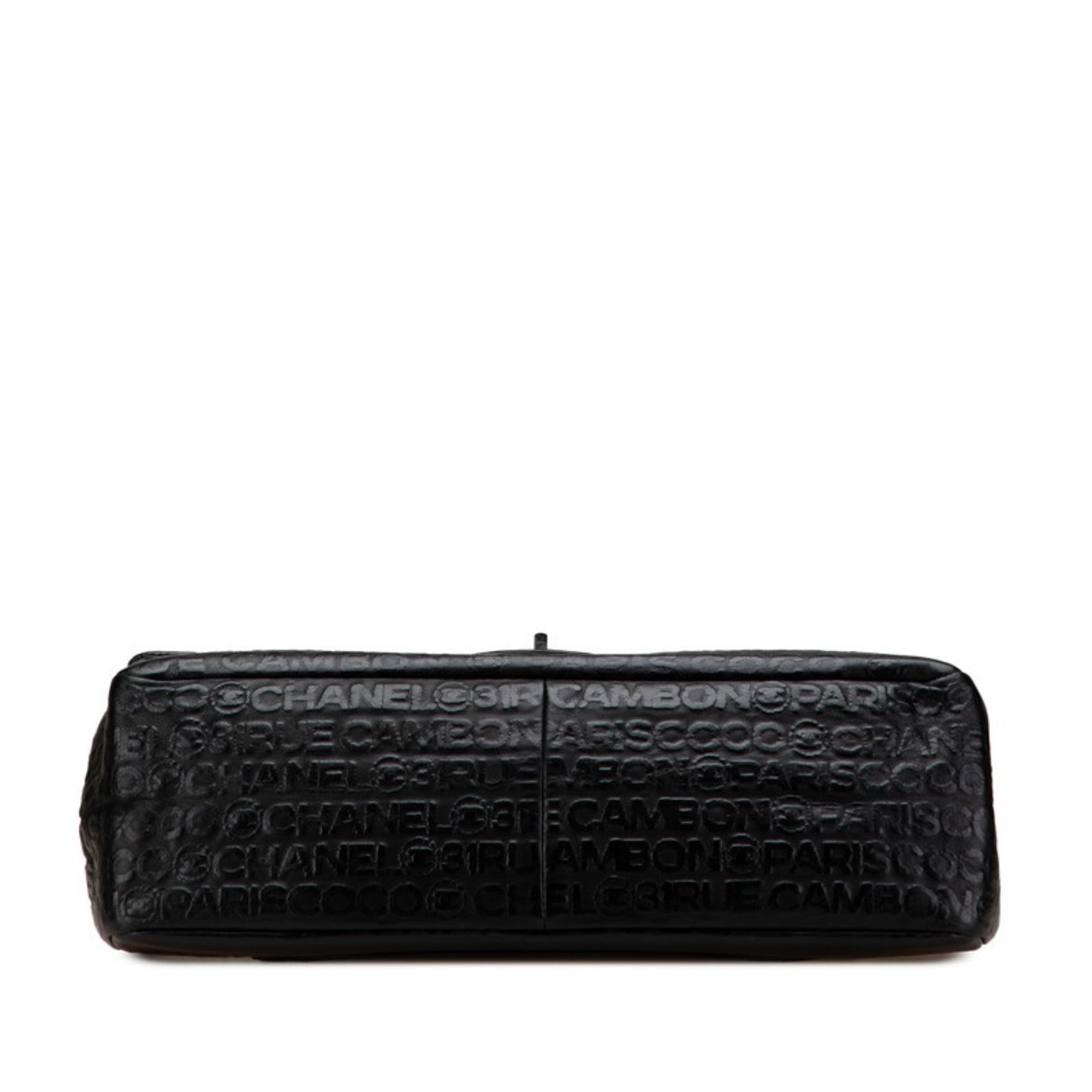 CHANEL 2.55 Unlimited Double Flap Chain Shoulder Bag Handbag Black Leather Women's