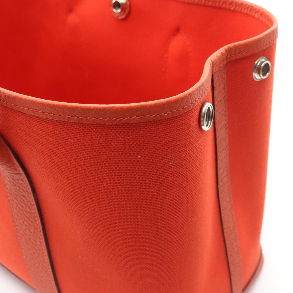 Hermes Hermès Garden Party TPM Tote Bag, Canvas and Leather, Toile Militaire Negonda, Women's, Orange