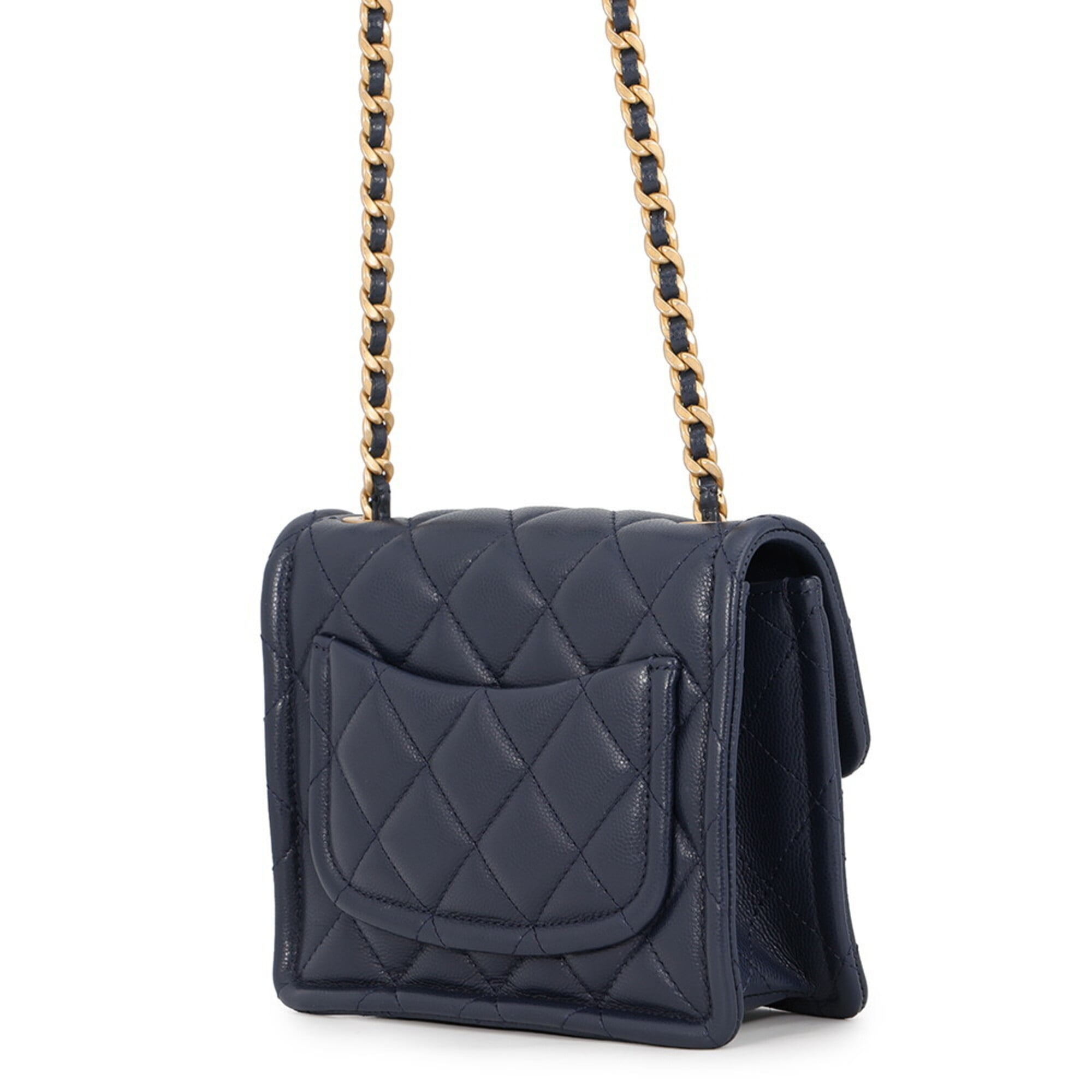 Chanel Chain Shoulder Bag Mini Matelassé Coco Mark Caviar Skin AS4406 CHANEL Handbag Women's — Like New