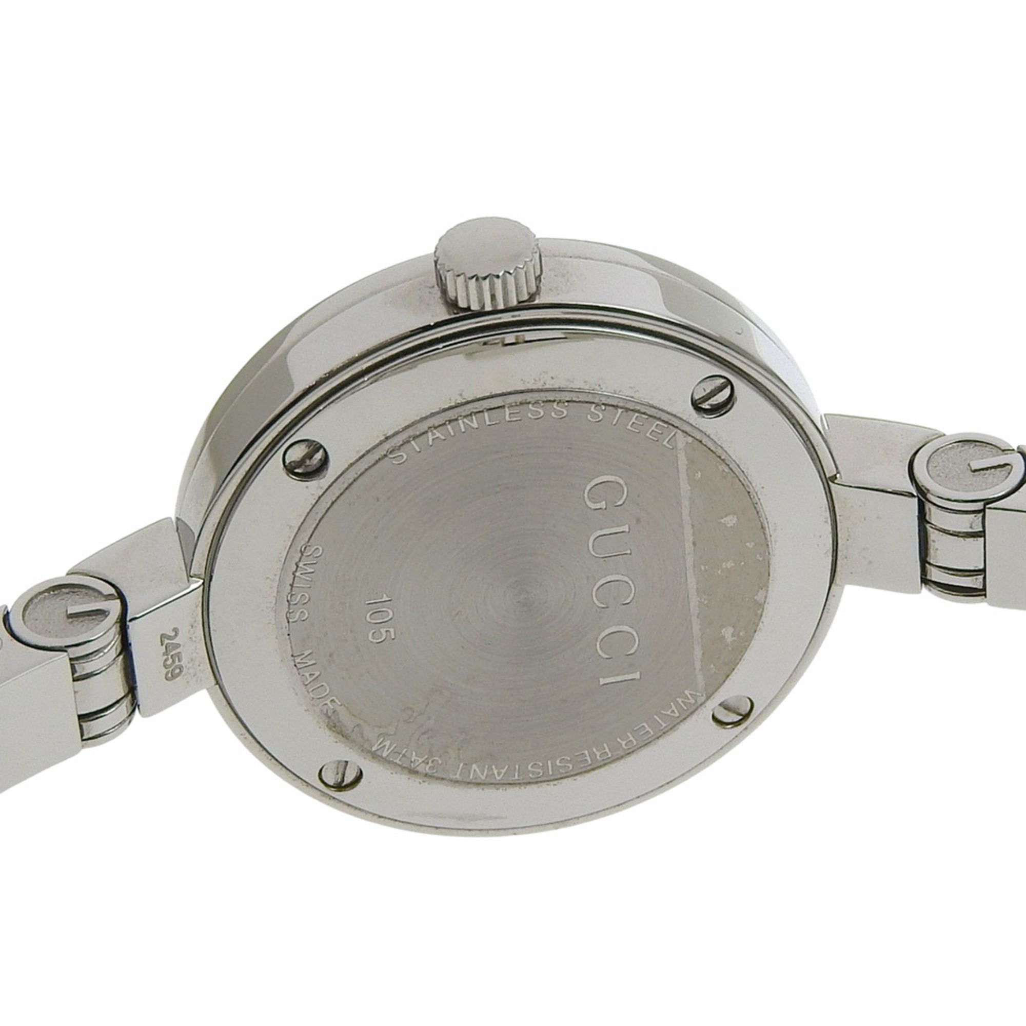 Gucci GUCCI Watch 105 Stainless Steel x Diamond Quartz Analog Display Black Dial Women's — Very Good