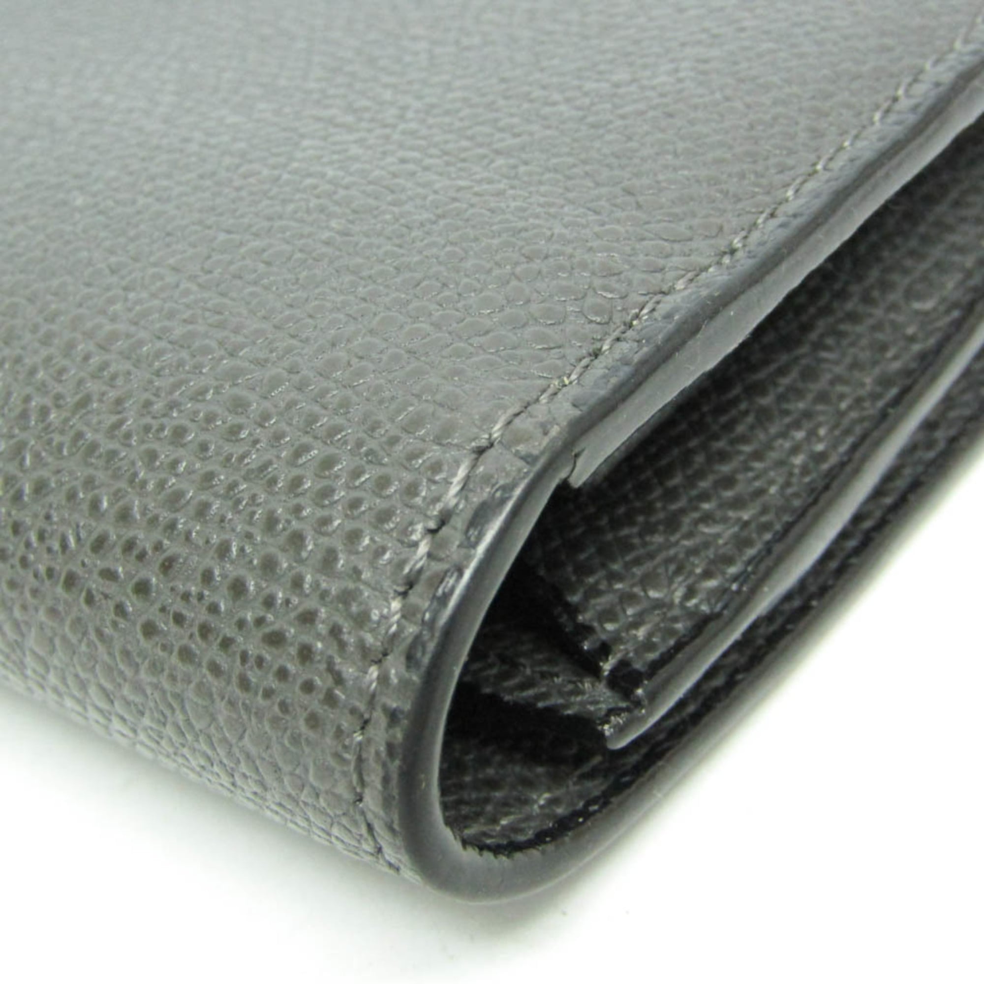 Valextra Men,Women Leather Long Wallet (bi-fold) Gray